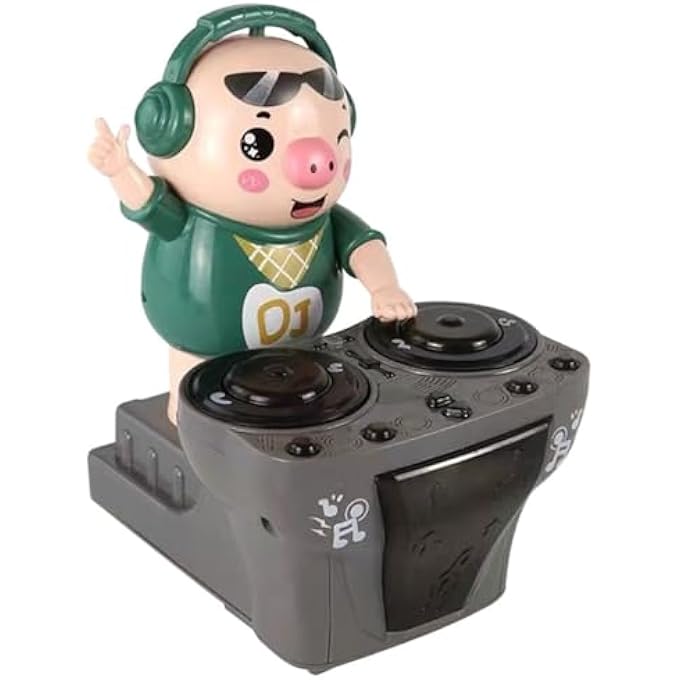 rayihni PORTABLE CHILDREN'S TOY ELECTRIC TOYS CHILDREN CORDLESS PLASTIC PIG DJ PLUSH MUSICAL CHILDREN'S TOY INTERESTING PIG SHAPE PORTABLE 15 X 13 X 10.5 CM - Image 2